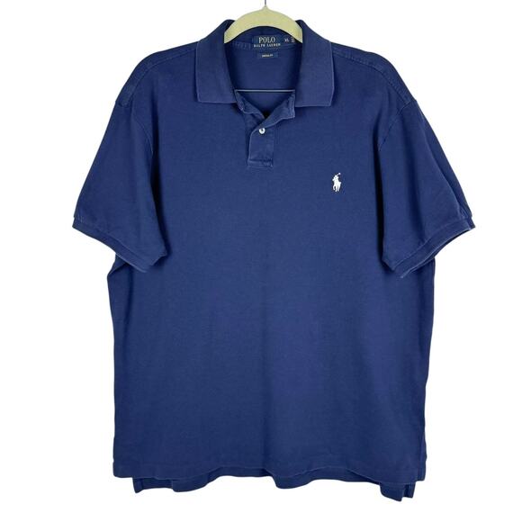 Polo Ralph Lauren Other - Polo Ralph Lauren‎ Navy Blue Cotton Custom Fit Collared Short Sleeve Top Sz XL